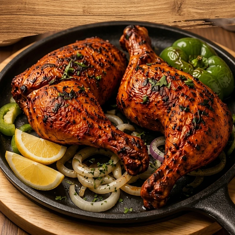 Tandoori Chicken leg and thigh roasted in the clay oven at Harum Restaurant Calgary