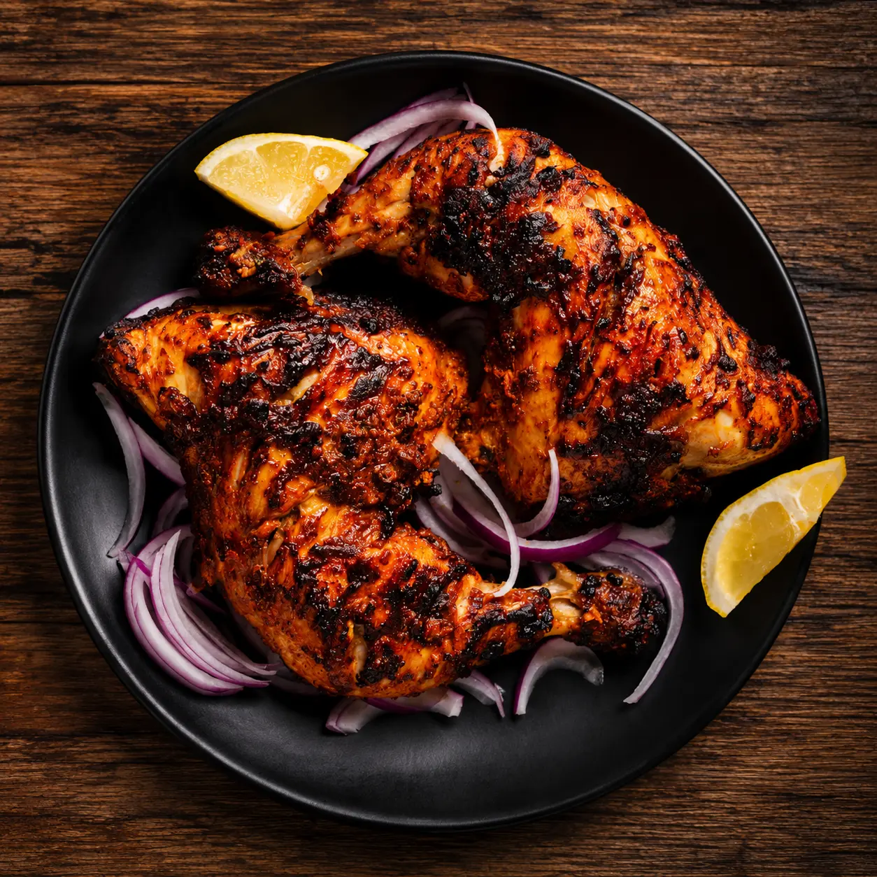 Tandoori Chicken roasted in a clay oven at Harum Restaurant & Caterer in Calgary